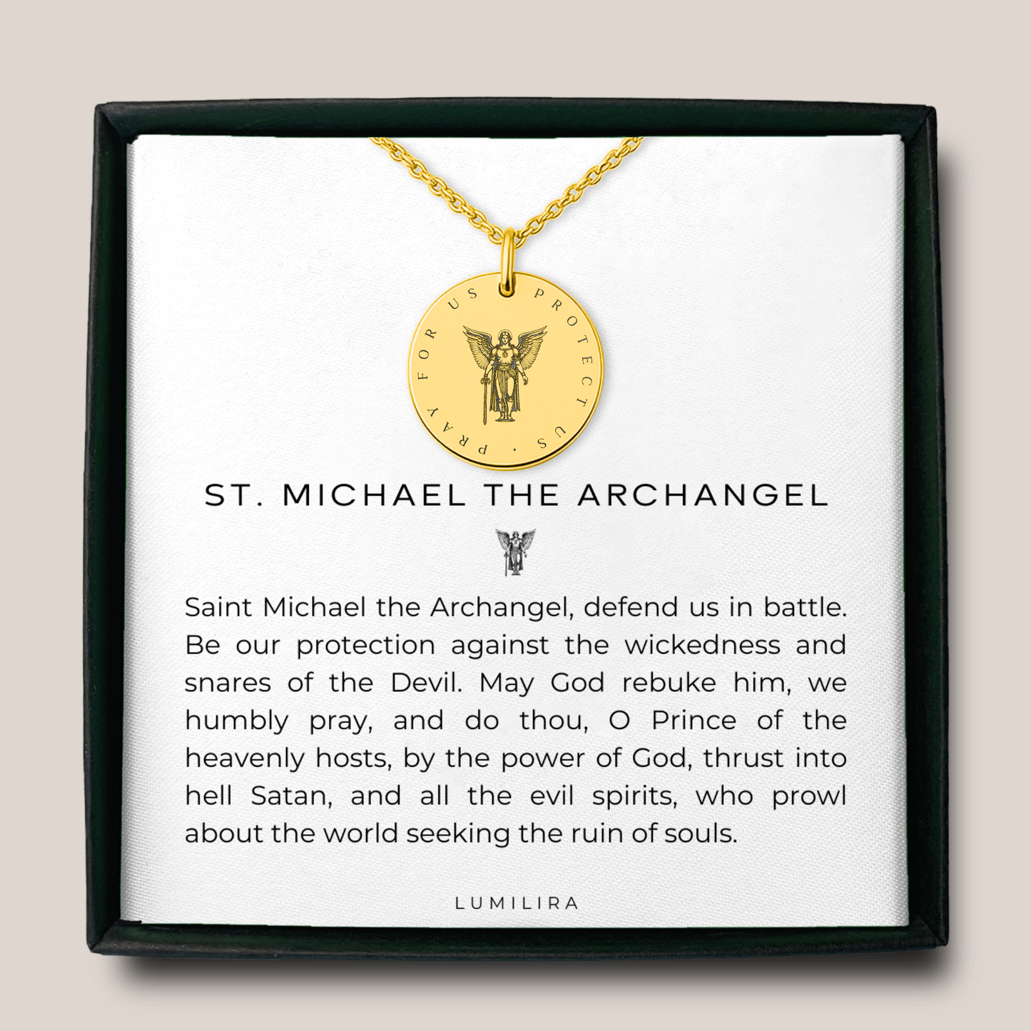 Prayer To Saint Michael The Archangel Necklace: Protection Pendant for Christian Mom, Daughter, or Wife