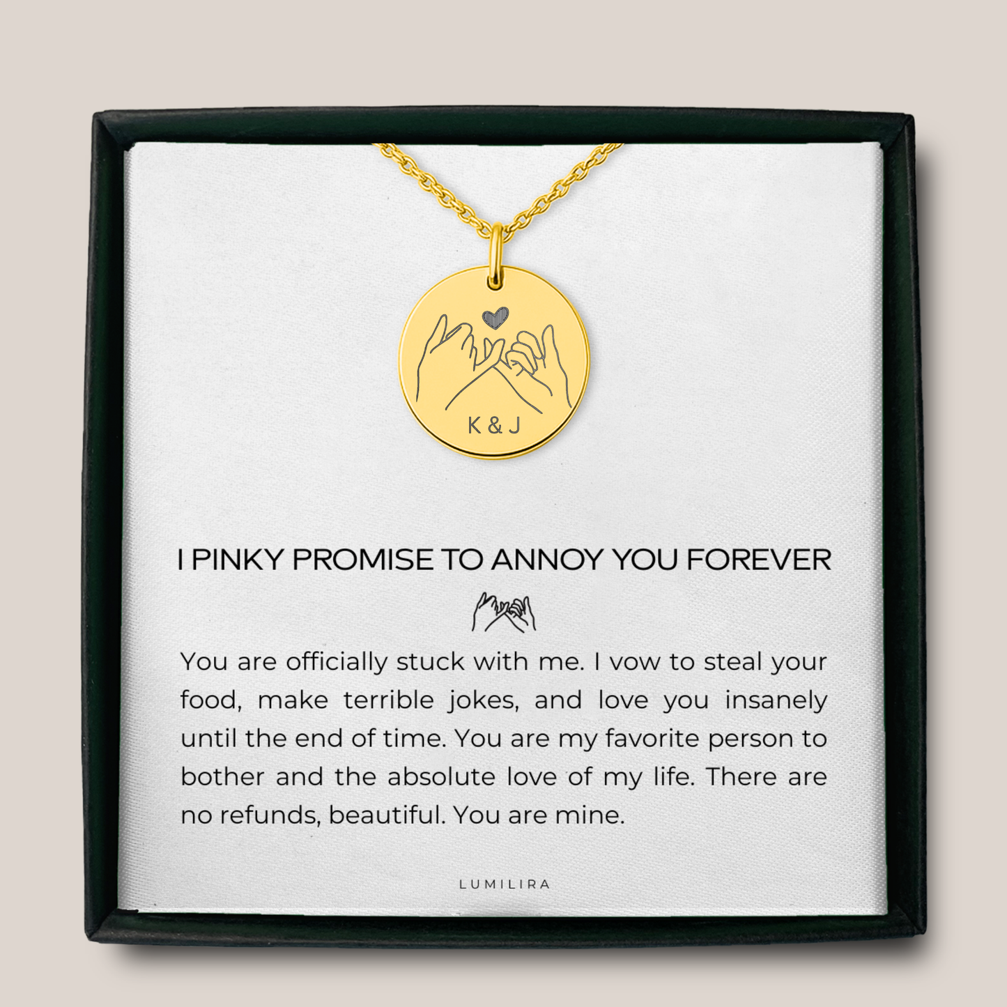 I Pinky Promise to Annoy You Forever Initial Necklace: Pinky Promise Jewelry for Wife or Fiancée