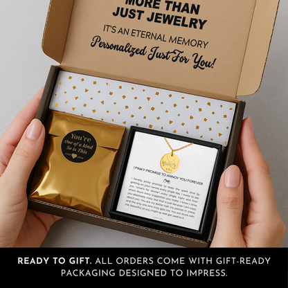 Pinky Promise Necklace with Custom Initials and Back Engraving: Funny Pinky Swear Jewelry Gift for Wife, Girlfriend, Fiancée for Anniversary