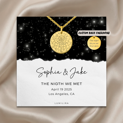 The Night We Met Star Map Necklace, Custom Star Map By Date Necklace, Star Map Gift For Her, 1 Year Anniversary Gift For Girlfriend, Wife