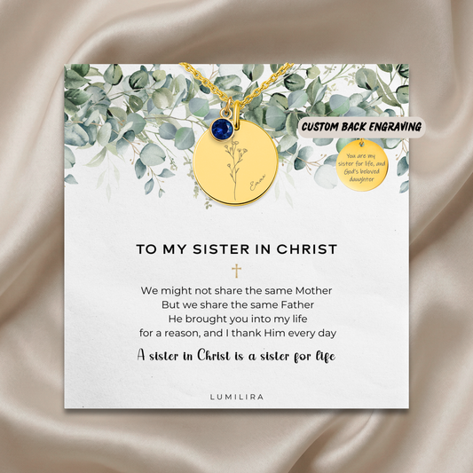 Sisters in Christ Gift Best Friends Necklace Flower Name Necklace Church Friends Gifts Faithful Keepsake Best Friends Birthday Gift Pendant