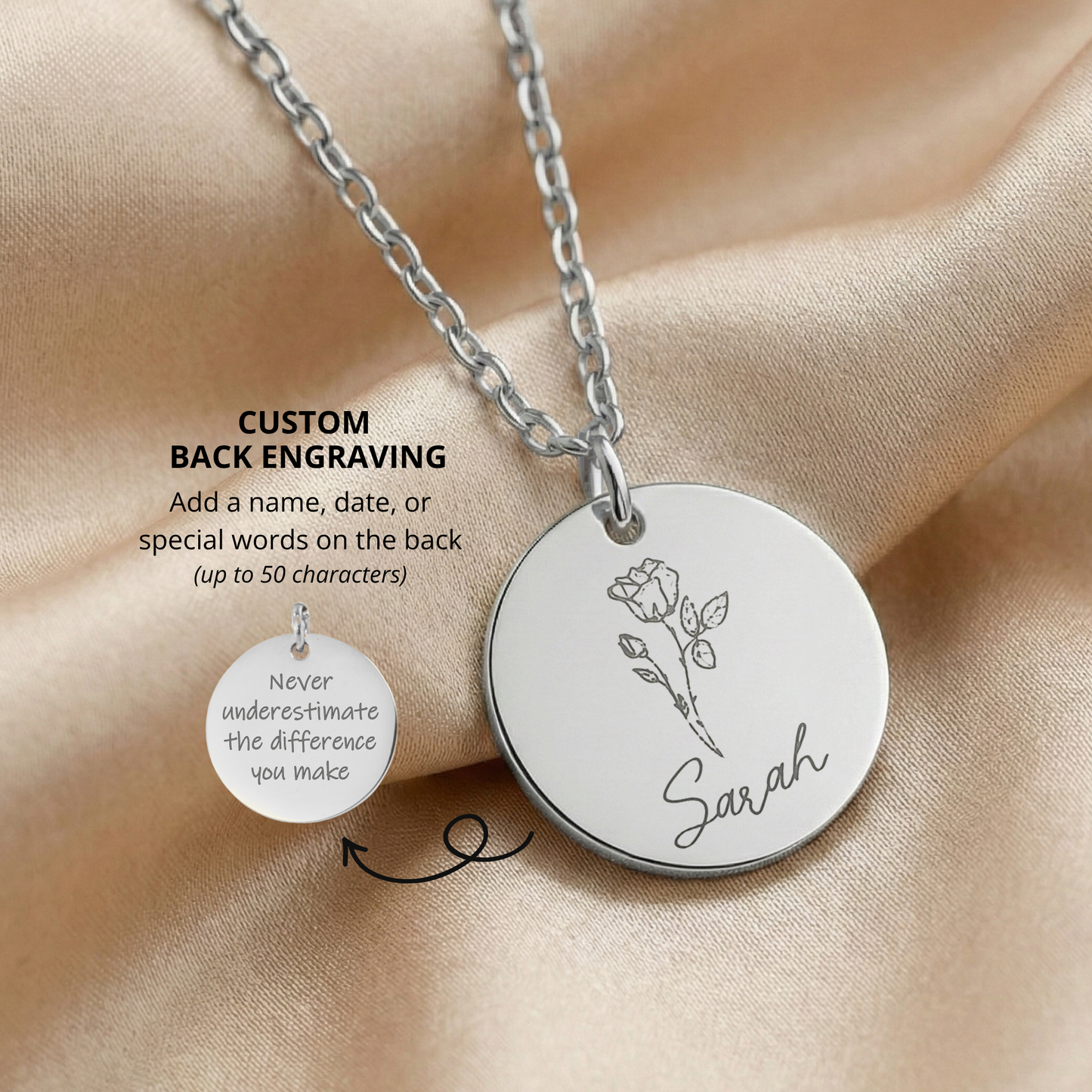 Personalized Difference Maker Necklace, Difference Maker Gift, Difference Maker Definition Gift, Mentor Appreciation Gift, Leader Gift, Birth Flower Necklace