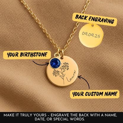 Baby’s Breath Necklace with Birthstone and Name – Memorial Jewelry for Moms