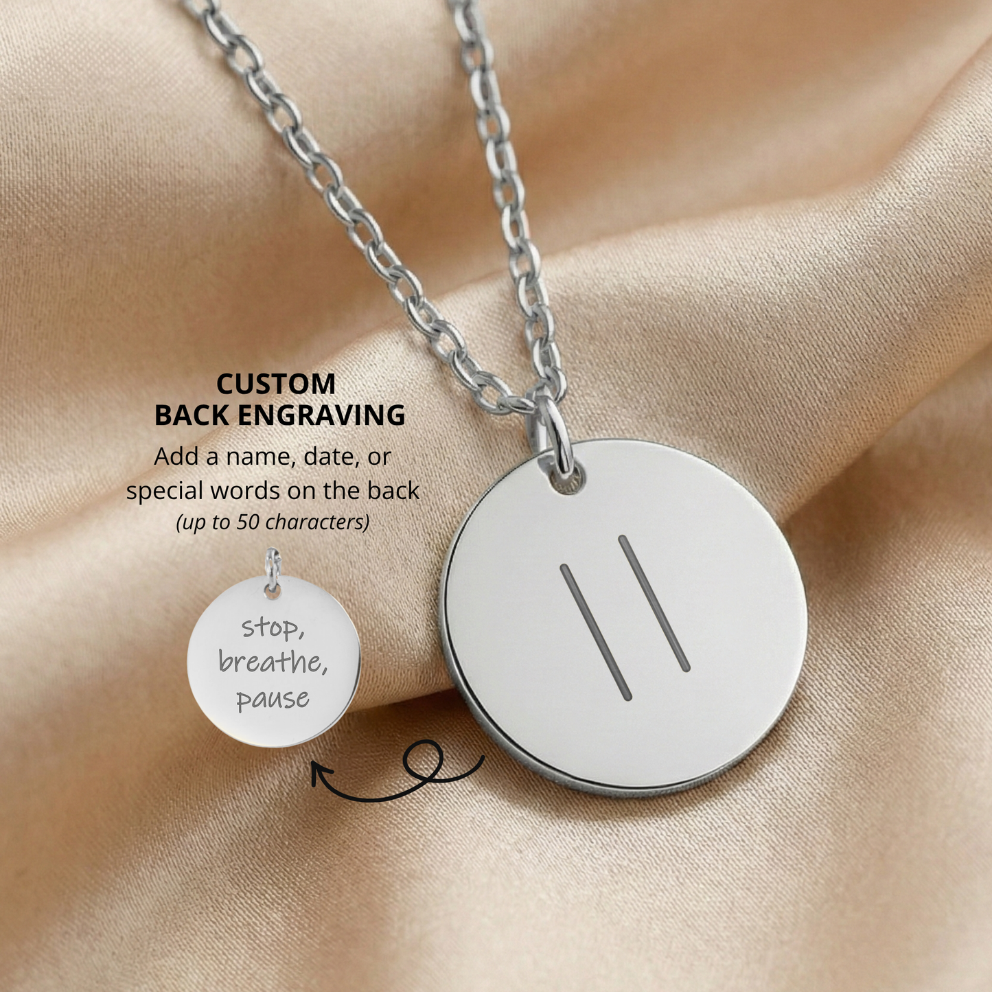 ADHD Support Gift for Her, Pause Necklace for Friend, Mental Health Gift, Encouragement Gift, Hard time Support Gift, Cheer Up Gift