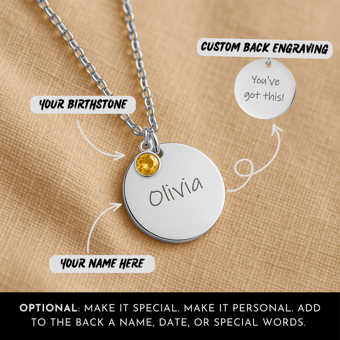 Custom Name Necklace with Birthstone: You Are Unbreakable Encouragement Gift for Her, Wife, Daughter, Friend, Coworker, Survivor, Warrior