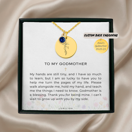 Godmother Gift Cross Necklaces With Birthstones Custom Godmother Gift Godmother Thank You Gift Christening Gifts for Godmother