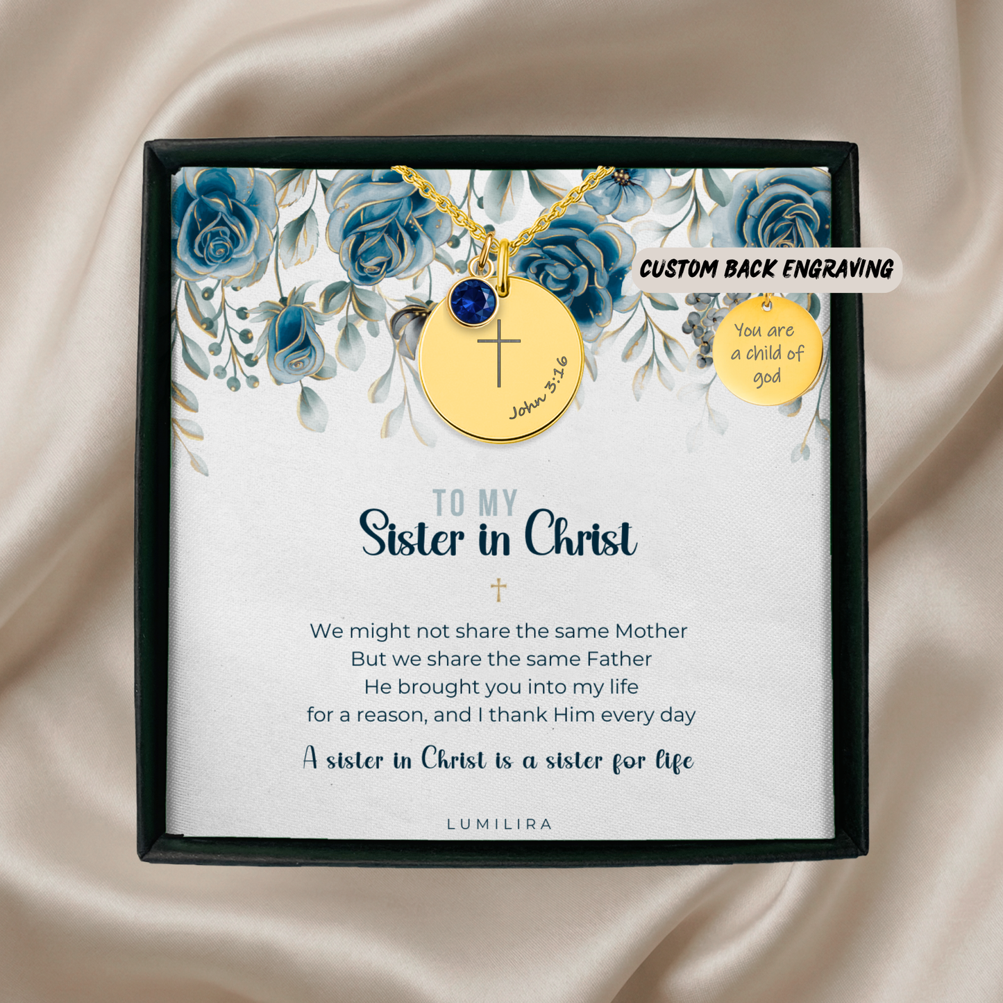 Sisters in Christ Gift Dainty Cross Necklace Bible Verse Best Friends Necklace Church Friends Gifts Faithful Keepsake Encouragement Gift