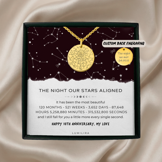 10 Years Anniversary Gift for Her, Anniversary Star Map Gift for Wife, Custom Star Map By Date, Night Sky Star Map, The Night We Met Stars