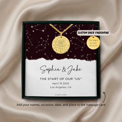 Custom Stars Map By Date Necklace, Star Map Necklace by Date, Star Map Gift For Her, 1 Year Anniversary Gift For Girlfriend, Wife, Fiancee
