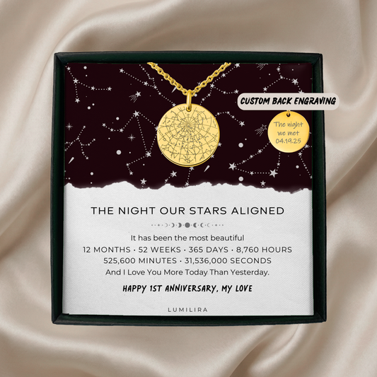 1 Year Anniversary Gift For Girlfriend, Star Map Gift, Anniversary Star Map, The Night We Met Map, Custom Star Map By Date