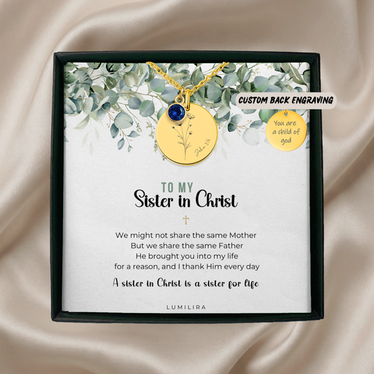 Floral Sisters in Christ Gift Best Friends Necklace Bible Verse Gifts for Her Church Friends Gifts Faithful Keepsake Christian Jewelry Gift