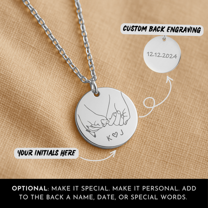 Pinky Promise Necklace with Custom Initials and Back Engraving: Funny Pinky Swear Jewelry Gift for Wife, Girlfriend, Fiancée for Anniversary