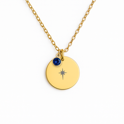 North Star Gift For Her with Custom Birthstone: Celestial Compass Pendant for Wife or Girlfriend
