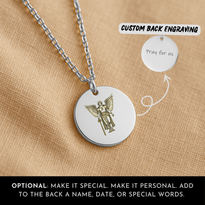 Saint Michael The Archangel Necklace: Protection & Strength Jewelery for Her, Gurdian Angel Pendant, Christian Mom Gift