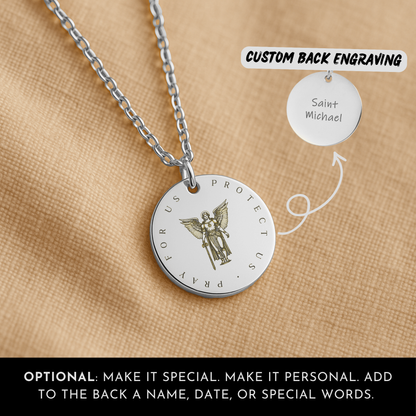 Prayer To Saint Michael The Archangel Necklace: Protection Pendant for Christian Mom, Daughter, or Wife