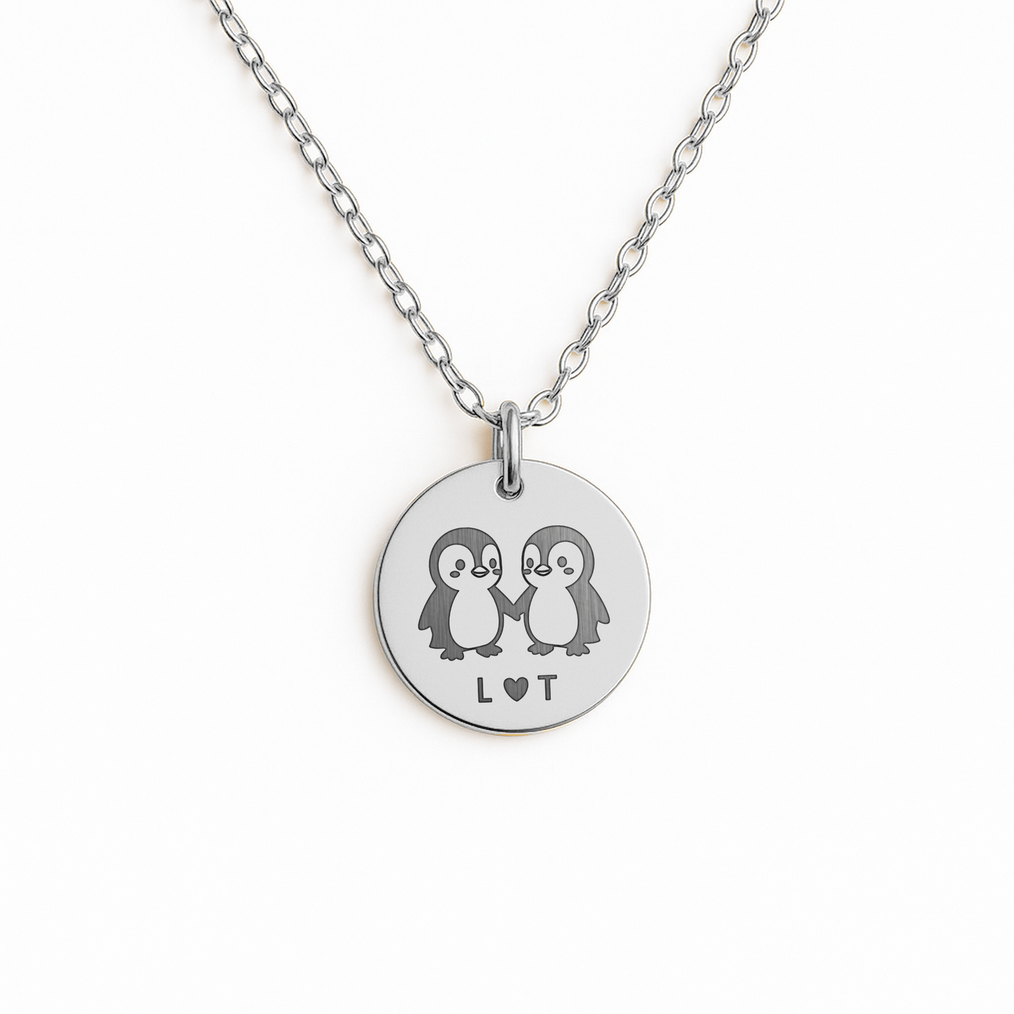 You Are My Penguin Necklace with Initials: Personalised Soulmate Penguin Gift for Her