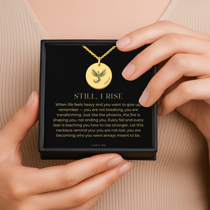 Engraved Phoenix Necklace with Name – Rebirth Medallion, Encouragement Gift for Recovery & Divorce