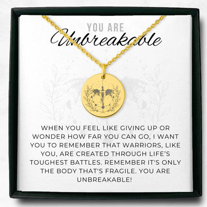 Personalized Dragon Warrior Necklace – "You Are Unbreakable" Strength Gift for Her