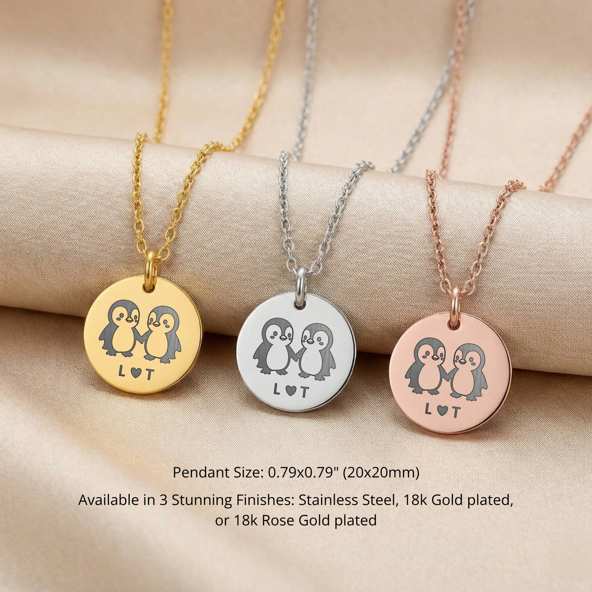 You Are My Penguin Necklace with Initials, Personalised Penguin Pendant Gift For Woman, Valentines Gift for Her