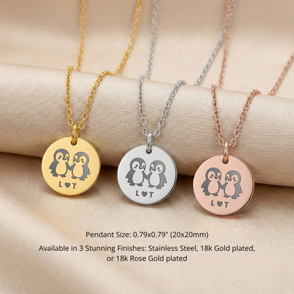 You Are My Penguin Necklace with Initials, Personalised Penguin Pendant Gift For Woman, Valentines Gift for Her