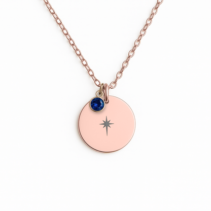 North Star Necklace Gift for Graduation with Custom Birthstone: Celestial Compass for New Beginnings