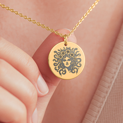 Medusa Coin Necklace: Mythology Pendant, Empowering Survivor Jewelry