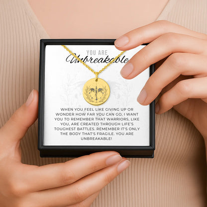 Personalized Dragon Warrior Necklace – "You Are Unbreakable" Strength Gift for Her