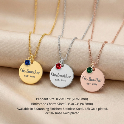 Godmother Necklace Birthstone Necklace Gift Godmother Birthstone Godmother Jewelry Religious Godmother Christian Jewelry First Time EST