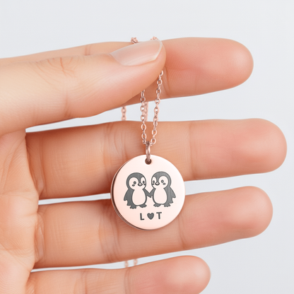 You Are My Penguin Necklace with Initials, Personalised Penguin Pendant Gift For Woman, Valentines Gift for Her