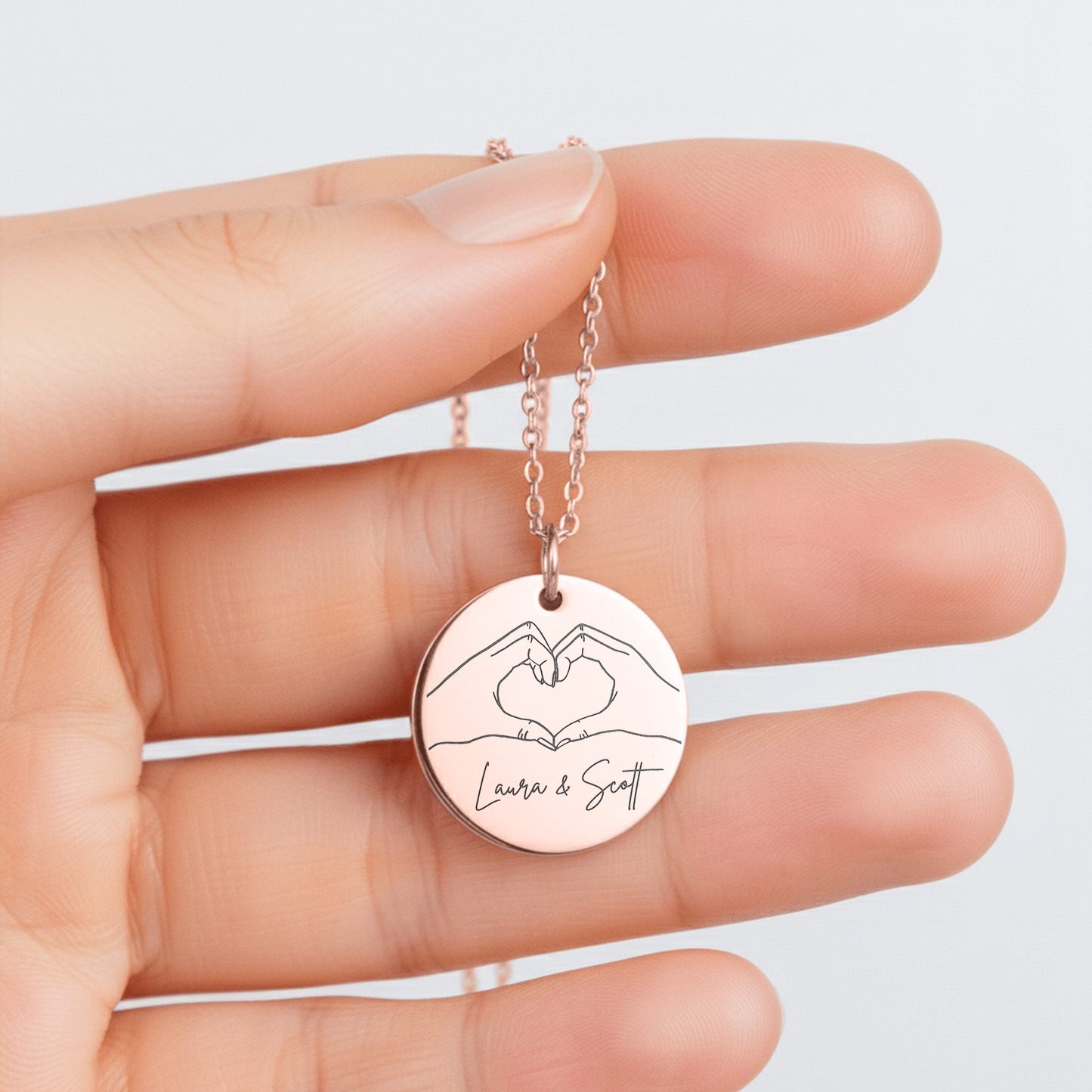 Dainty Heart Hands Necklace, Personalized Gifts for Couples, Engagement Gift for Her, Heart Hands Gesture Charm, Couple Necklace, Anniversary Gifts, Wedding Gifts
