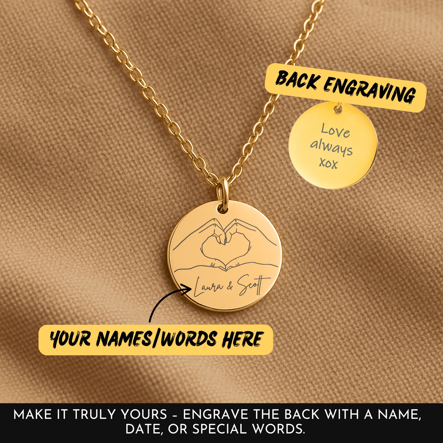 Dainty Heart Hands Necklace, Personalized Gifts for Couples, Engagement Gift for Her, Heart Hands Gesture Charm, Couple Necklace, Anniversary Gifts, Wedding Gifts