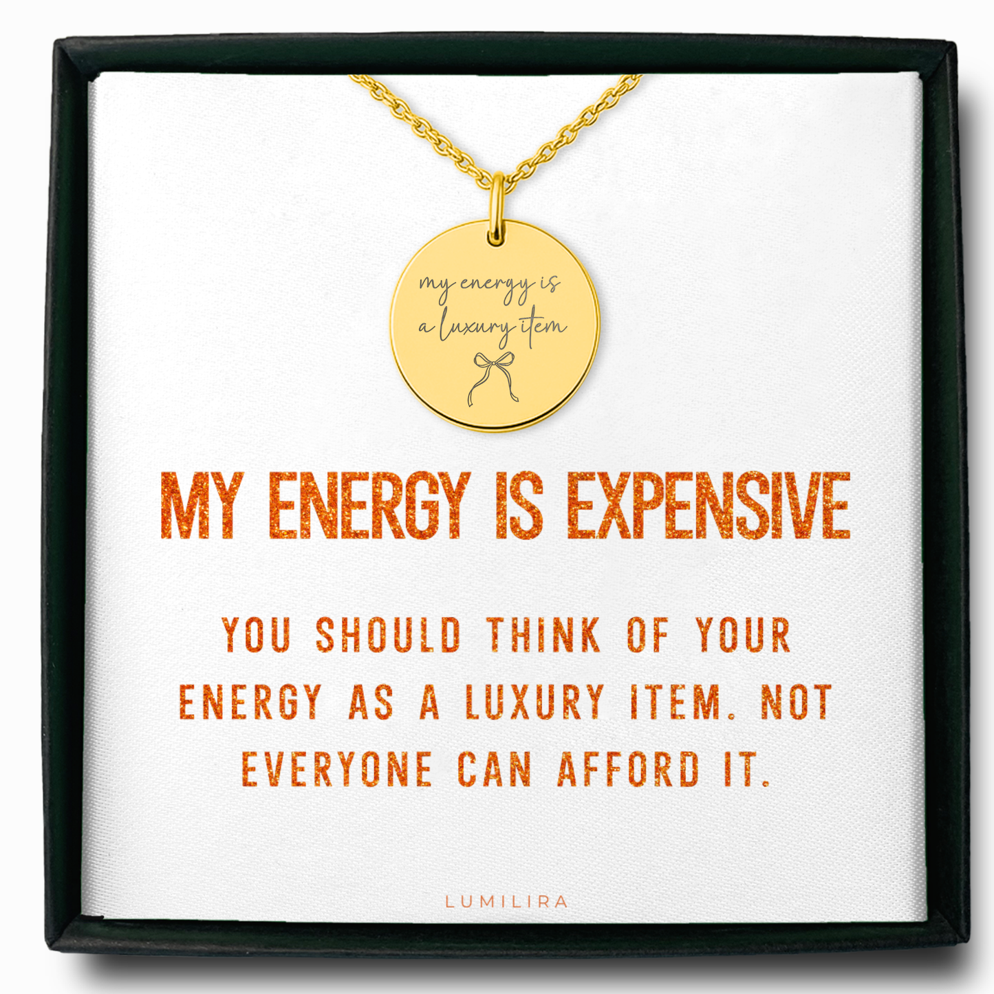 Your Energy Is a Luxury Item Necklace: Gold Disc Self-Love Jewelry Gift for Women