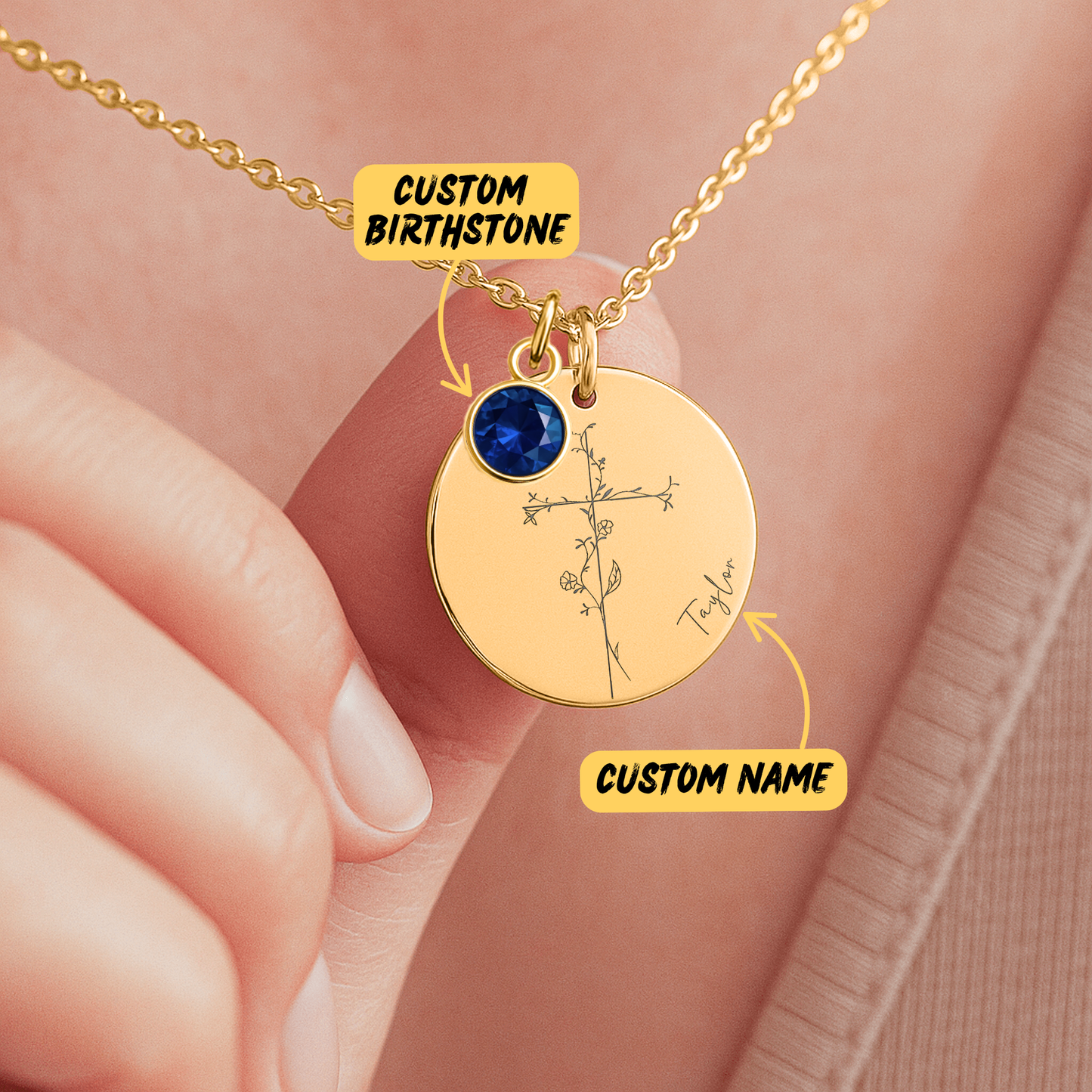 Flower Cross Necklace with Name and Birthflower: Personalized Bible Verse Scripture Necklace for Women, Religious Gift, Christian Necklace