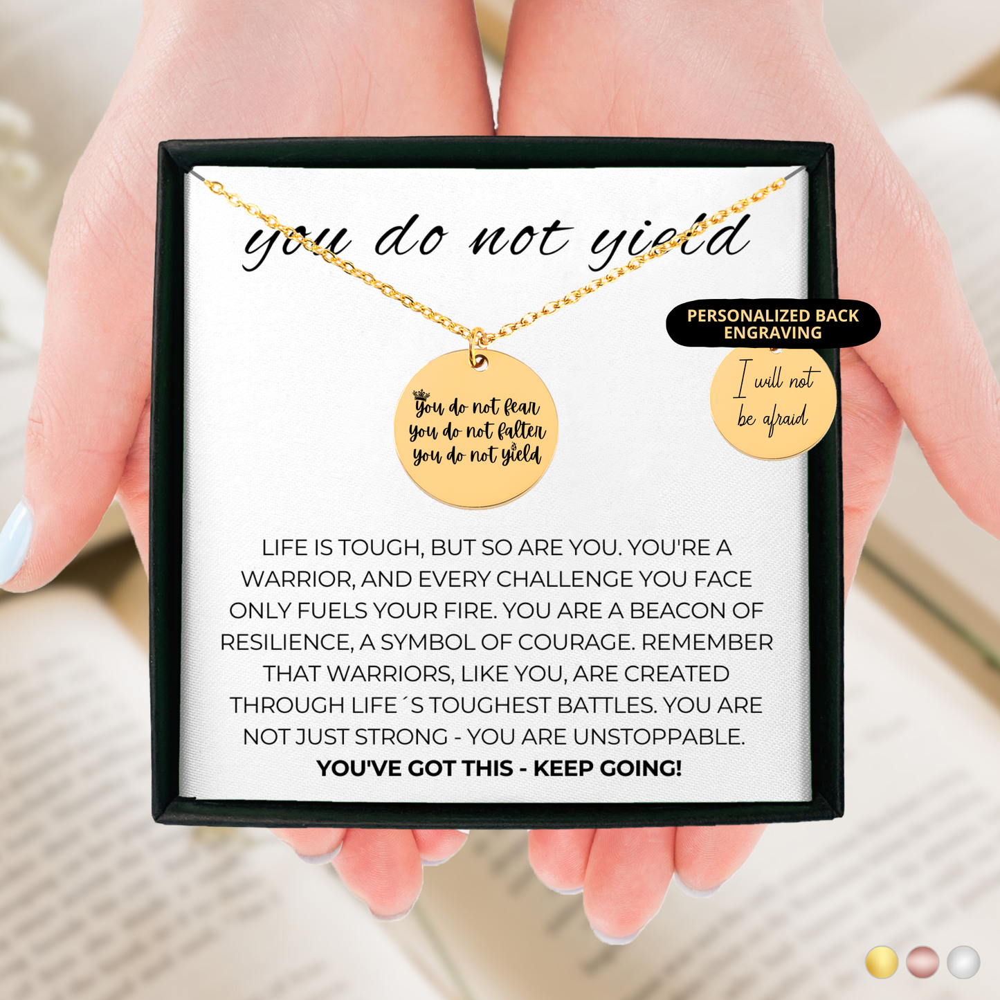 "You Do Not Yield" Bar Necklace – Motivational Gift for Her, Encouragement Jewelry for Daughter, Friend, or Mom