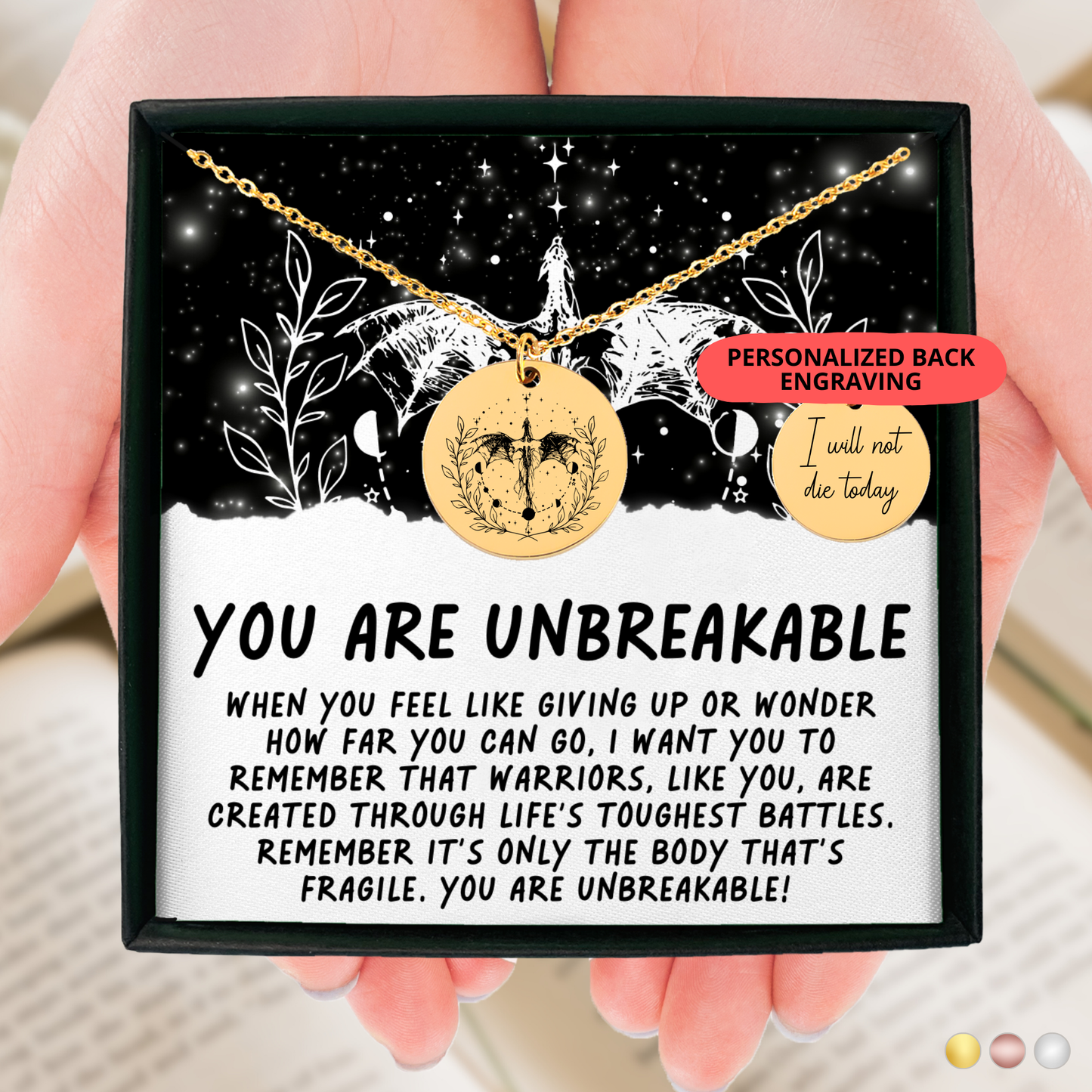 Dragon Warrior Necklace – "You Are Unbreakable" Strength Gift for Her