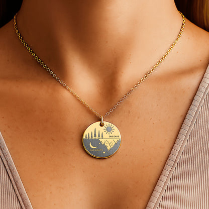 One Day at a Time Necklace – 365 Days and Nights Sobriety Gift with Serenity Prayer, Recovery Milestone Jewelry