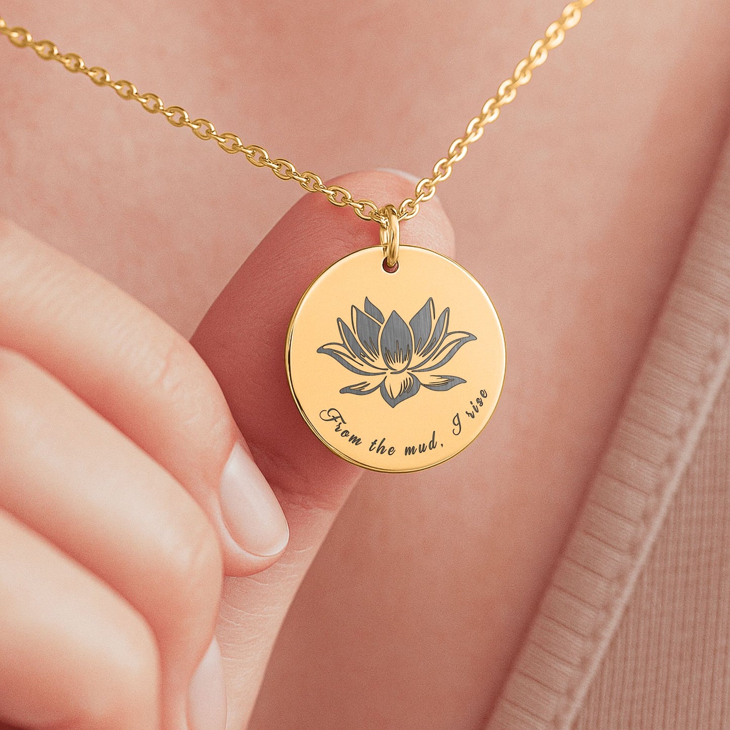 Lotus Flower Necklace: From the Mud I Rise Sobriety Gift for New Beginnings and Recovery