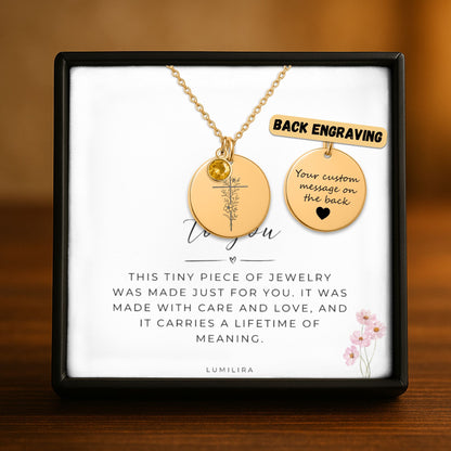 Floral Cross Necklace with Birth Flower: Personalized Christian Gift for Women, Faith and Spiritual Jewelry