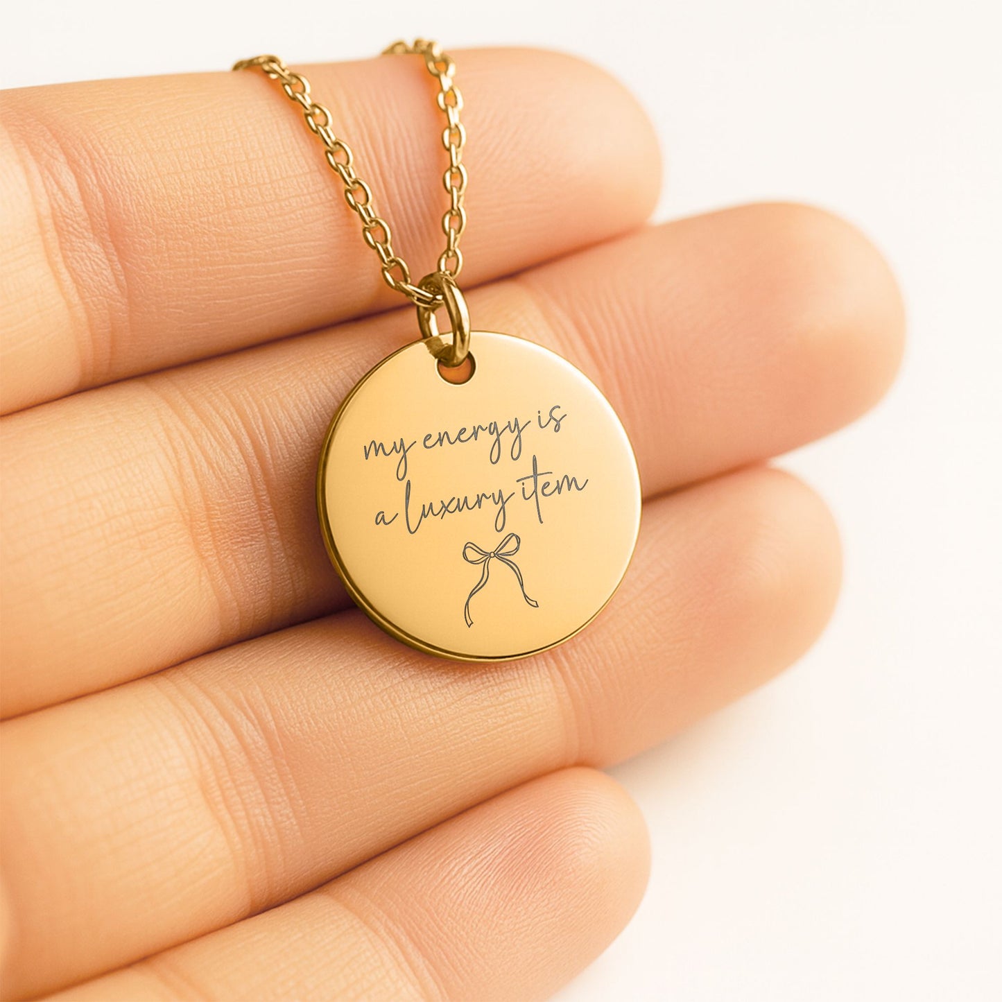 Your Energy Is a Luxury Item Necklace: Gold Disc Self-Love Jewelry Gift for Women