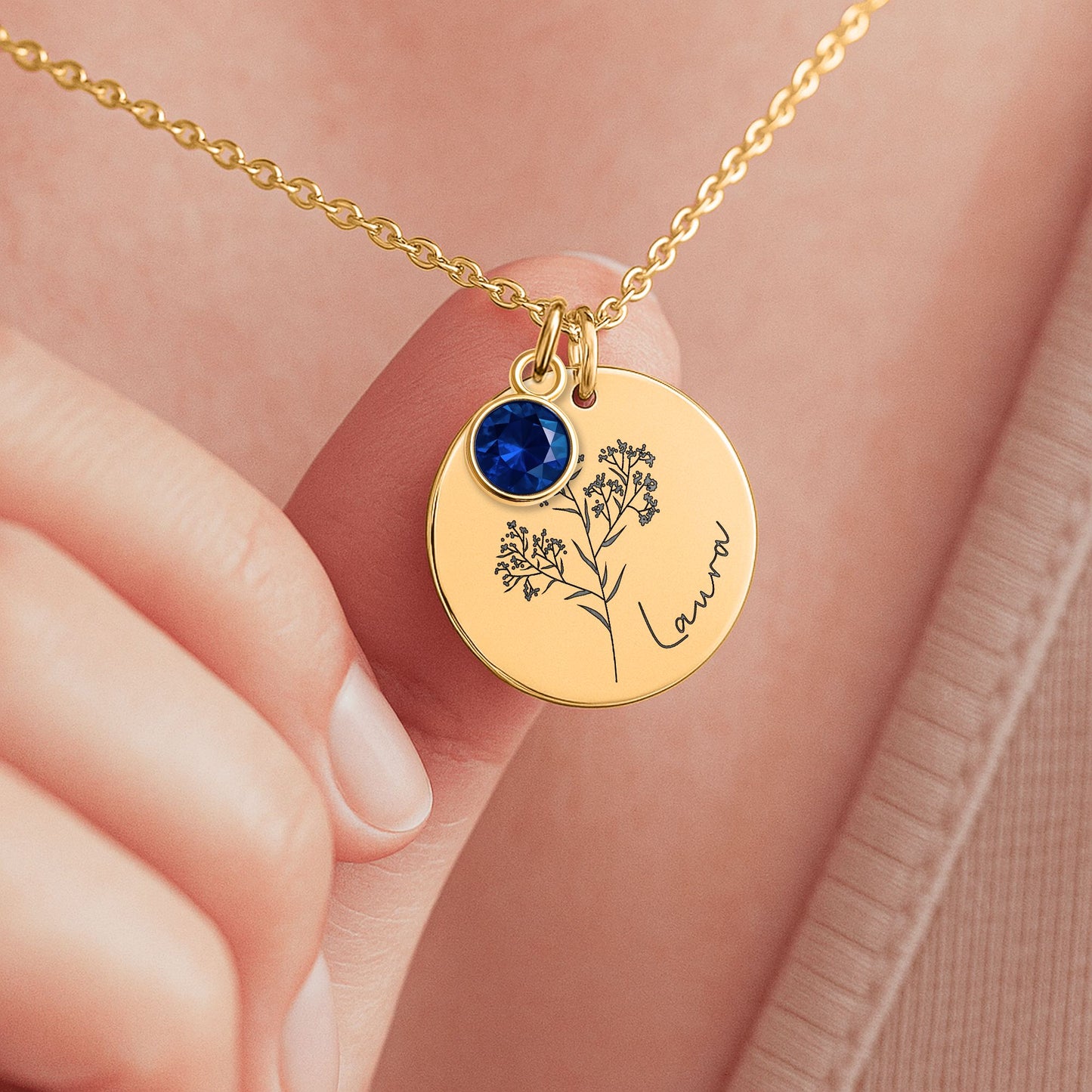 Baby’s Breath Necklace with Birthstone, Personalized Infant Loss Jewelry, Custom Remembrance Necklace