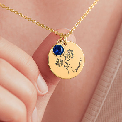 Baby’s Breath Necklace with Birthstone, Personalized Infant Loss Jewelry, Custom Remembrance Necklace