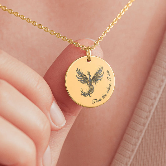 Engraved Phoenix Necklace – Rebirth Pendant, Support Gift for Fresh Starts
