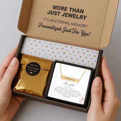 Charlie Kirk Necklace: Sterling Silver Engraved Bar Necklace, Charlie Kirk Freedom Pendant, Justice for Charlie Kirk, Charlie Kirk Tribute