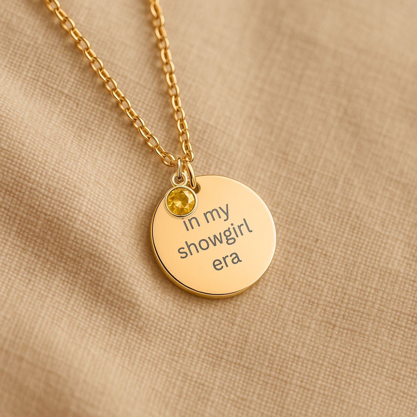 In My Showgirl Era Necklace with Birthstone, Engraved Jewelry, Showgirl Era Inspired Pendant, Christmas Gift for Her, Trendy Gift