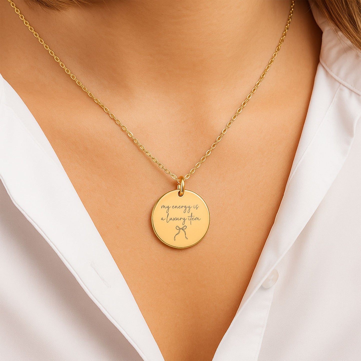 Your Energy Is a Luxury Item Necklace: Gold Disc Self-Love Jewelry Gift for Women