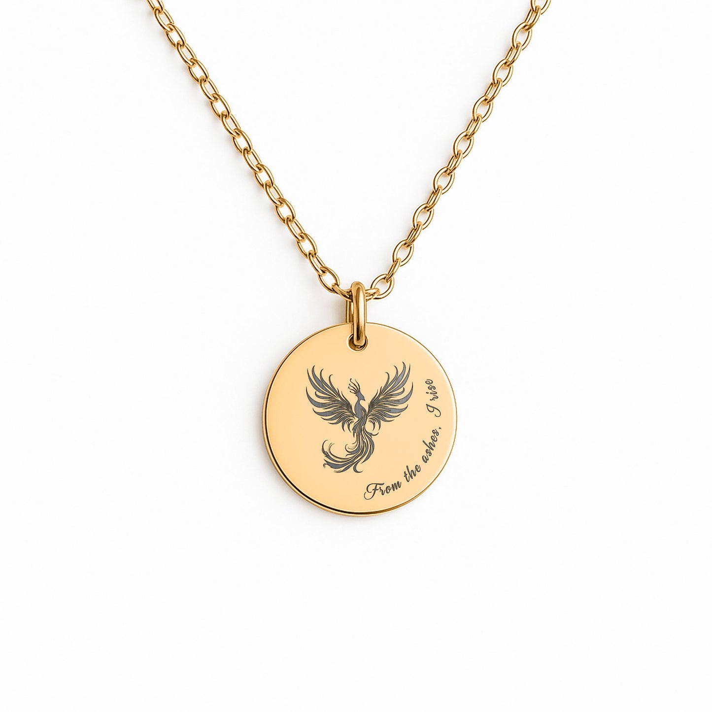 Engraved Phoenix Necklace – Rebirth Pendant, Support Gift for Fresh Starts