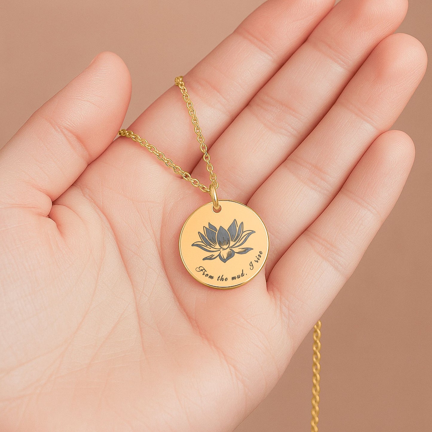 Lotus Flower Necklace: From the Mud I Rise Sobriety Gift for New Beginnings and Recovery