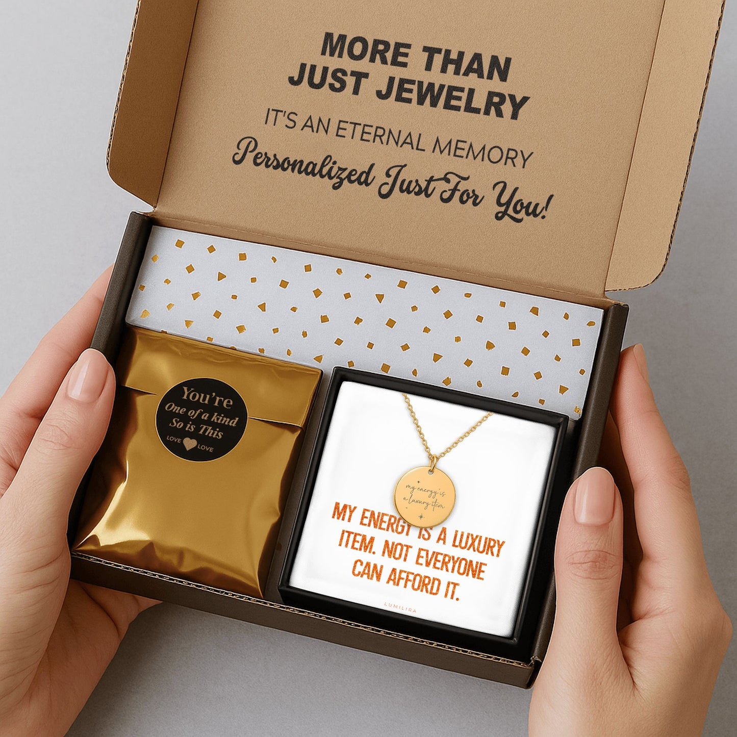 Your Energy Is a Luxury Item Necklace: Gold Pendant Encouragement Gift for Women