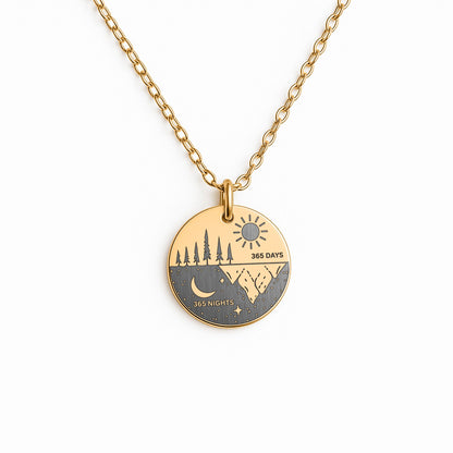 One Day at a Time Necklace – 365 Days and Nights Sobriety Gift with Serenity Prayer, Recovery Milestone Jewelry