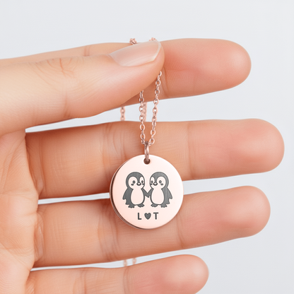 You Are My Penguin Necklace with Initials, Personalised Penguin Pendant Gift For Woman, Valentines Gift for Her